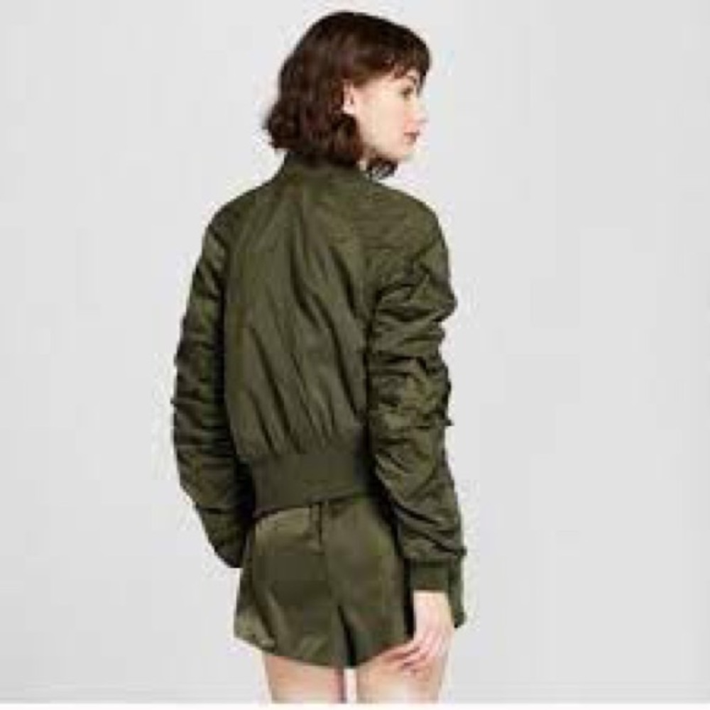 Hunter green Bomber rushed arm jacket - Picture 2 of 7